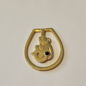 Judith Leiber gold tone monkey book mark w Black cabachon stone